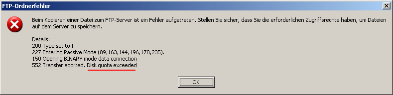 that means: no more space on teh disc!